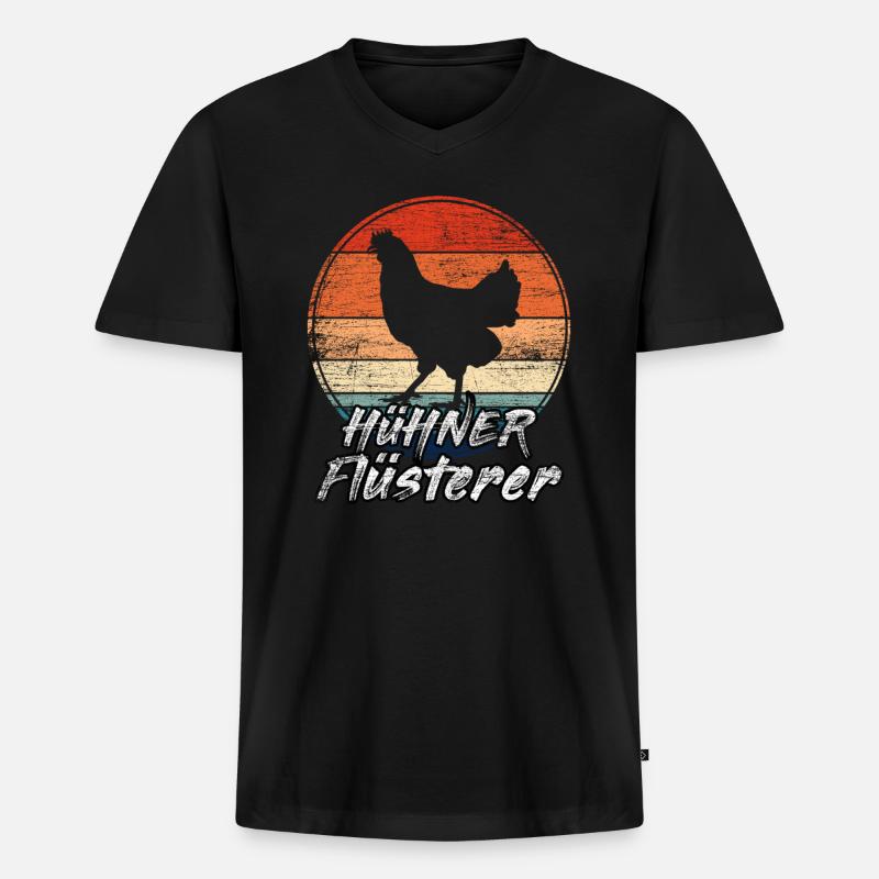 Hühner Flüsterer - Männer Premium Bio T-Shirt mit V-Ausschnitt - Schwarz
