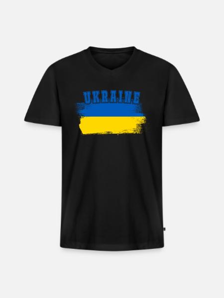 Ukraine drapeau vintage drapeau du pays d'origine - T-shirt encolure en V Premium bio Homme - noir