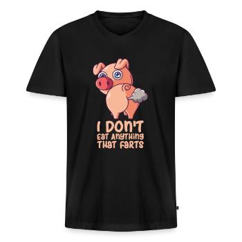 Funny Vegetarian Vegan - Men's Premium Organic T-shirt with V-neck - black - Front - Nico (187cm)