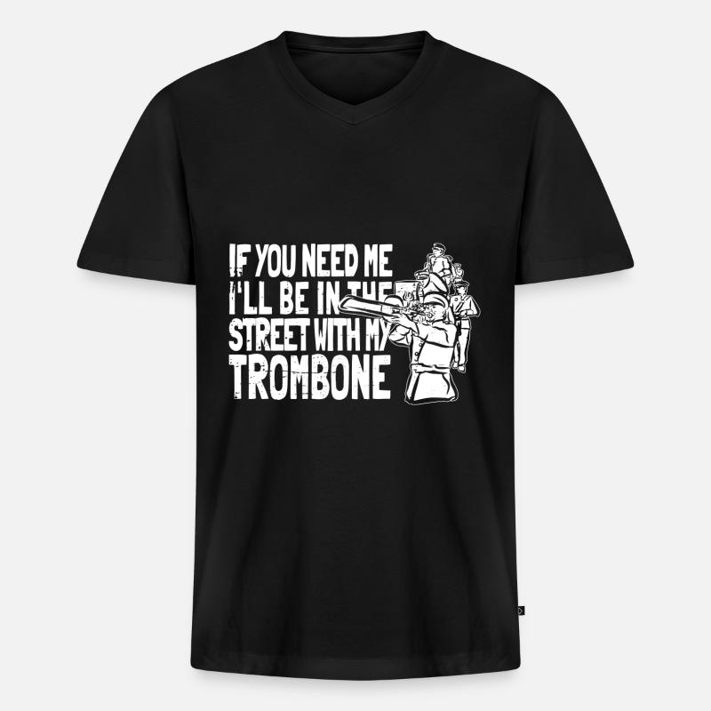 Posaune - Männer Premium Bio T-Shirt mit V-Ausschnitt - Schwarz