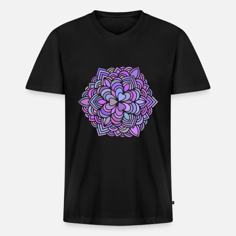 Mandala bunte Geschenkidee - Männer Premium Bio T-Shirt mit V-Ausschnitt - Schwarz