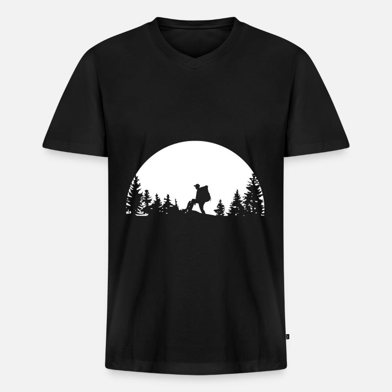 Wanderer - (6) - Männer Premium Bio T-Shirt mit V-Ausschnitt - Schwarz