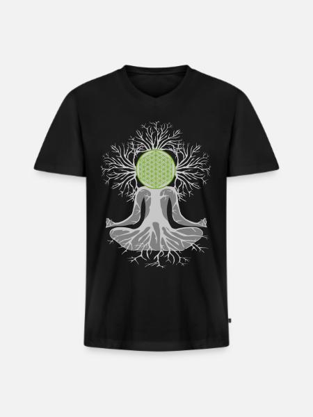 Herzchakra - Männer Premium Bio T-Shirt mit V-Ausschnitt - Schwarz
