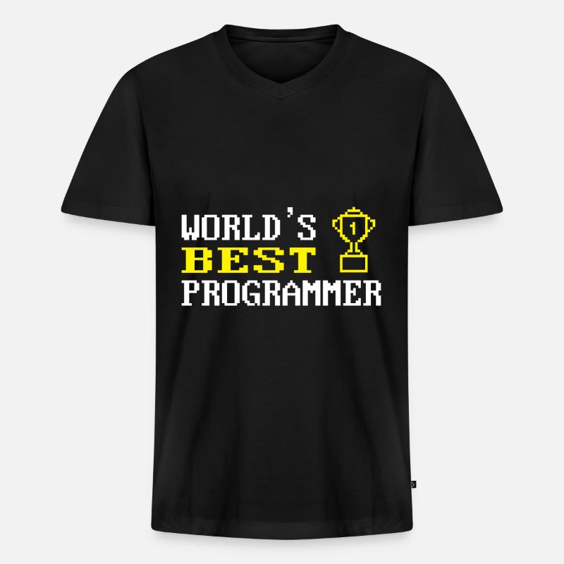 Programmierer Coder Software Entwickler - Männer Premium Bio T-Shirt mit V-Ausschnitt - Schwarz