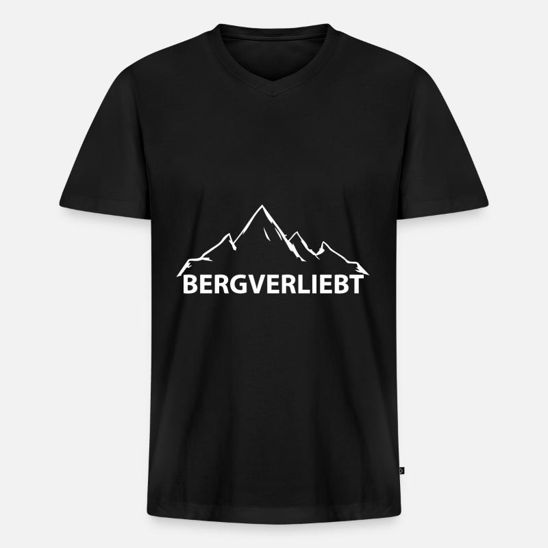 Bergverliebt - (5) - Männer Premium Bio T-Shirt mit V-Ausschnitt - Schwarz