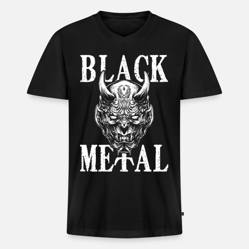 Black Metal Dämon - Männer Premium Bio T-Shirt mit V-Ausschnitt - Schwarz