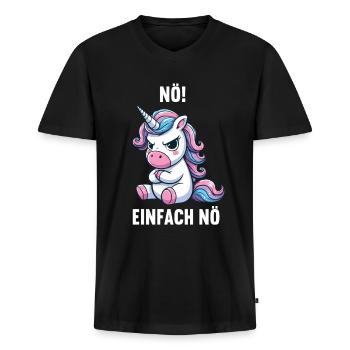 Nö Einfach Nö Einhorn Einhörner Einhornfan Unicorn - Männer Premium Bio T-Shirt mit V-Ausschnitt - Schwarz - Vorne - Nico (187cm)