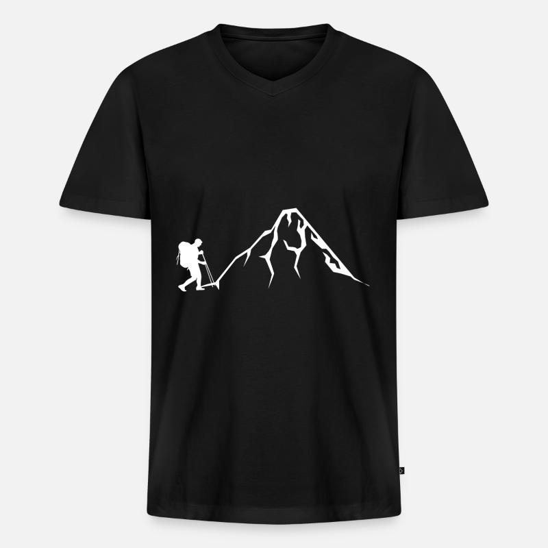 Berg - Wanderer - (11) - Männer Premium Bio T-Shirt mit V-Ausschnitt - Schwarz