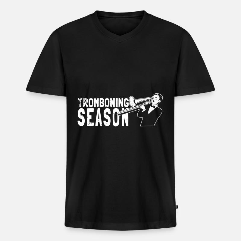 Posaune - Männer Premium Bio T-Shirt mit V-Ausschnitt - Schwarz