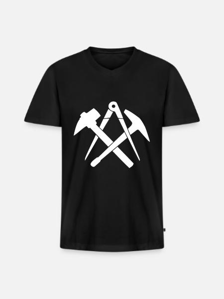 Dachdecker Handwerkszeichen Zunftzeichen - Männer Premium Bio T-Shirt mit V-Ausschnitt - Schwarz