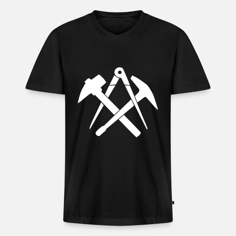 Dachdecker Handwerkszeichen Zunftzeichen - Männer Premium Bio T-Shirt mit V-Ausschnitt - Schwarz
