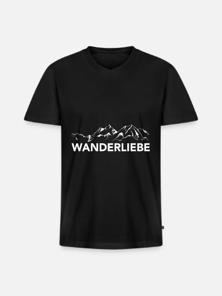 Wanderliebe - (4) - Männer Premium Bio T-Shirt mit V-Ausschnitt - Schwarz