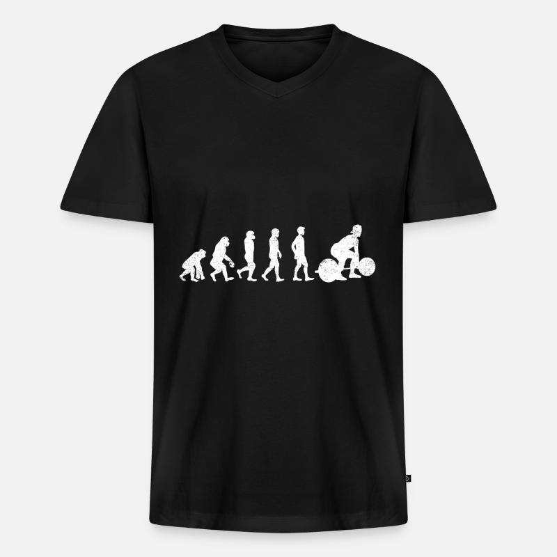 Deadlifting Evolution Gym - Männer Premium Bio T-Shirt mit V-Ausschnitt - Schwarz