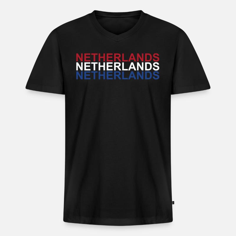 Holland - Männer Premium Bio T-Shirt mit V-Ausschnitt - Schwarz