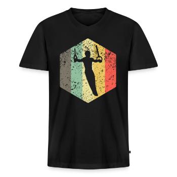 Anneau de gymnastique équipement de gymnastique anneau gymnaste anneau gymnaste - T-shirt encolure en V Premium bio Homme - noir - Devant - Nico (187cm)