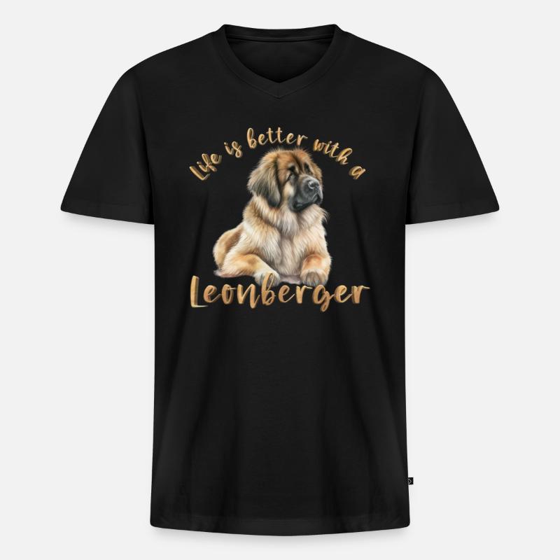 Leonberger | - Männer Premium Bio T-Shirt mit V-Ausschnitt - Schwarz
