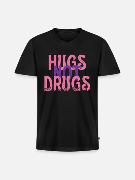 Hugs instead of drugs - Men's Premium Organic T-shirt with V-neck - black