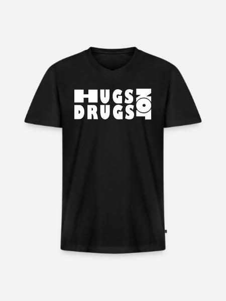 Umarmungen Statt Drogen - Männer Premium Bio T-Shirt mit V-Ausschnitt - Schwarz