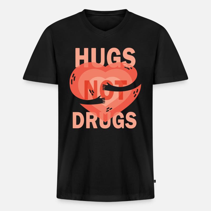 Umarmungen Statt Drogen - Männer Premium Bio T-Shirt mit V-Ausschnitt - Schwarz