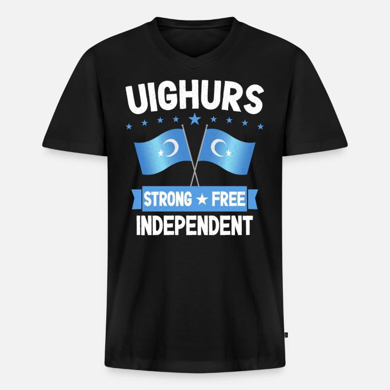 Uiguren - Männer Premium Bio T-Shirt mit V-Ausschnitt - Schwarz