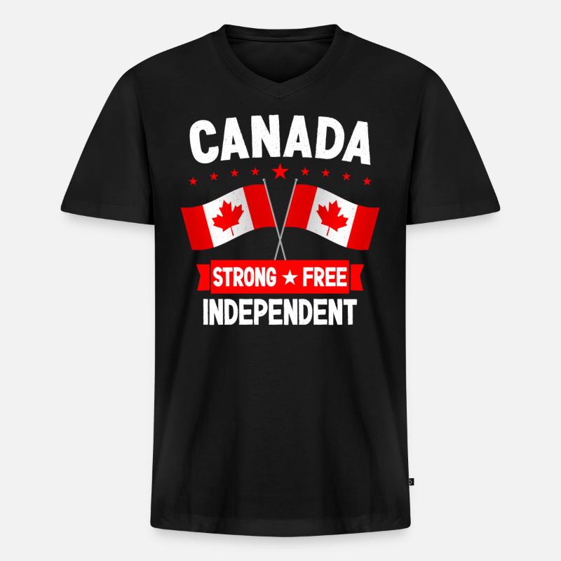 Kanada - Männer Premium Bio T-Shirt mit V-Ausschnitt - Schwarz