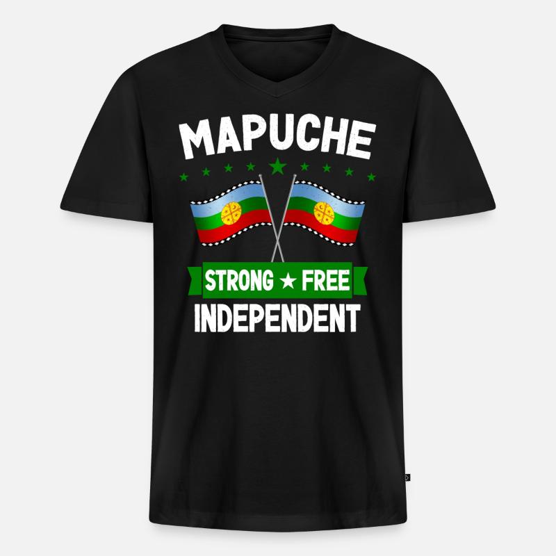 Mapuche - Männer Premium Bio T-Shirt mit V-Ausschnitt - Schwarz