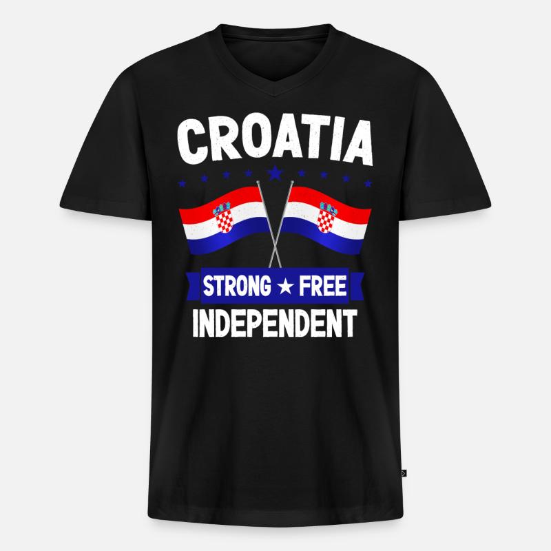 Kroatien - Männer Premium Bio T-Shirt mit V-Ausschnitt - Schwarz