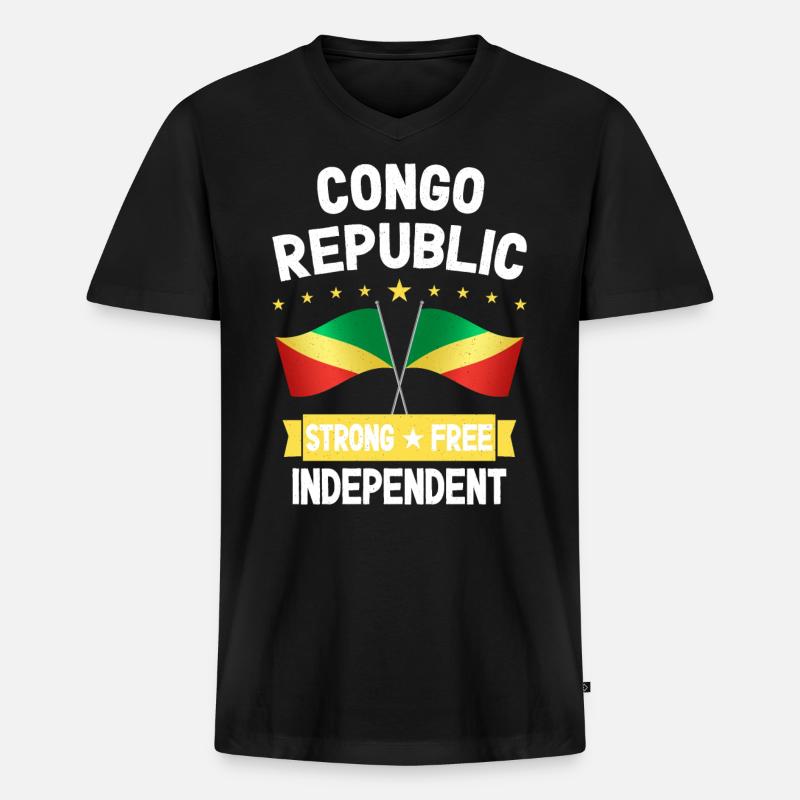 Kongo Republik - Männer Premium Bio T-Shirt mit V-Ausschnitt - Schwarz