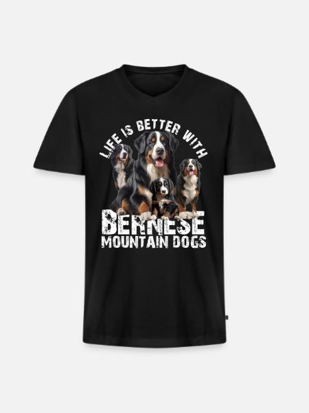 Bouvier bernois - T-shirt encolure en V Premium bio Homme - noir
