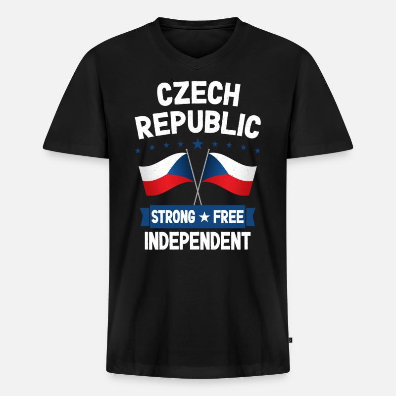 Tschechische Republik - Männer Premium Bio T-Shirt mit V-Ausschnitt - Schwarz
