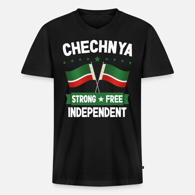 Tschetschenien - Männer Premium Bio T-Shirt mit V-Ausschnitt - Schwarz
