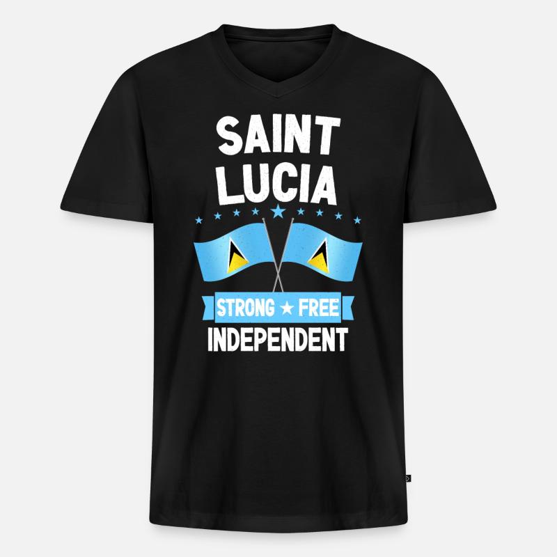 St. Lucia - Männer Premium Bio T-Shirt mit V-Ausschnitt - Schwarz