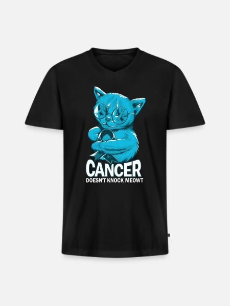 Cancer Cat Prostate Cancer - Men's Premium Organic T-shirt with V-neck - black