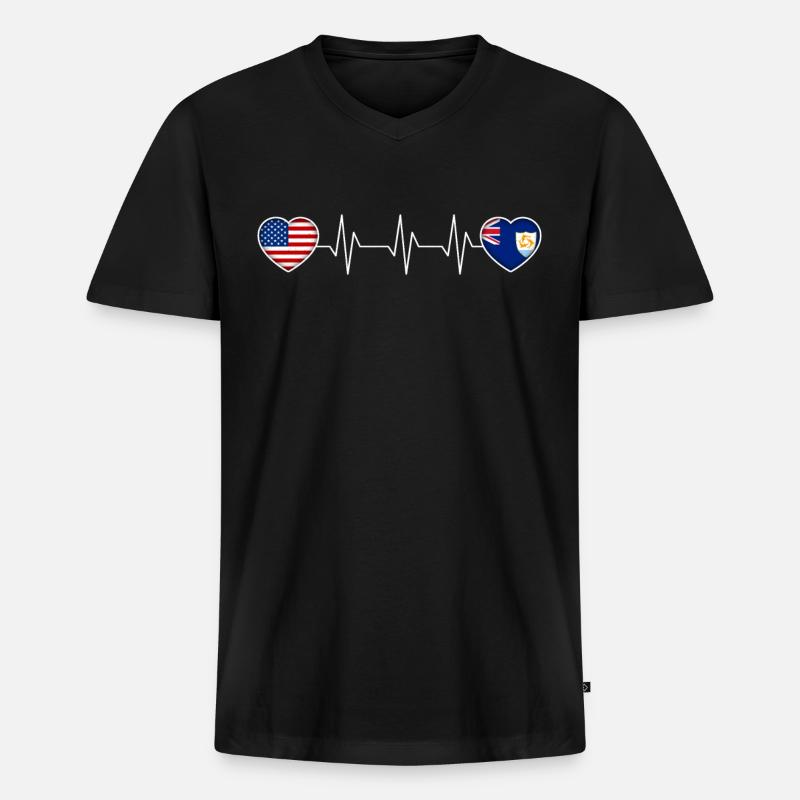 Anguilla - Männer Premium Bio T-Shirt mit V-Ausschnitt - Schwarz