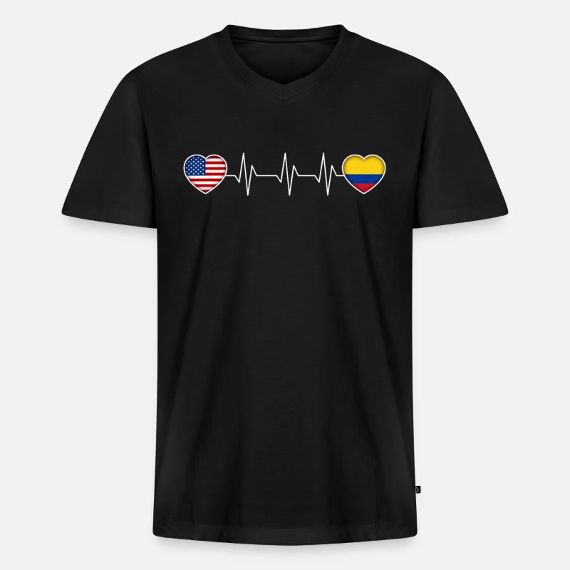 Kolumbien - Männer Premium Bio T-Shirt mit V-Ausschnitt - Schwarz