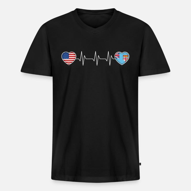 Fidschi - Männer Premium Bio T-Shirt mit V-Ausschnitt - Schwarz