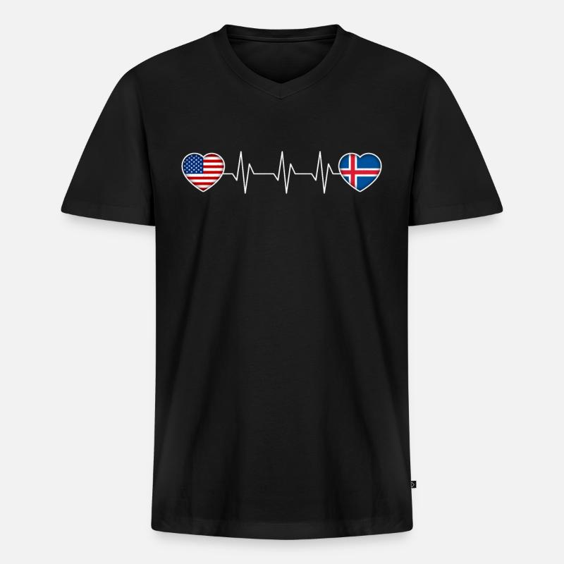 Island - Männer Premium Bio T-Shirt mit V-Ausschnitt - Schwarz