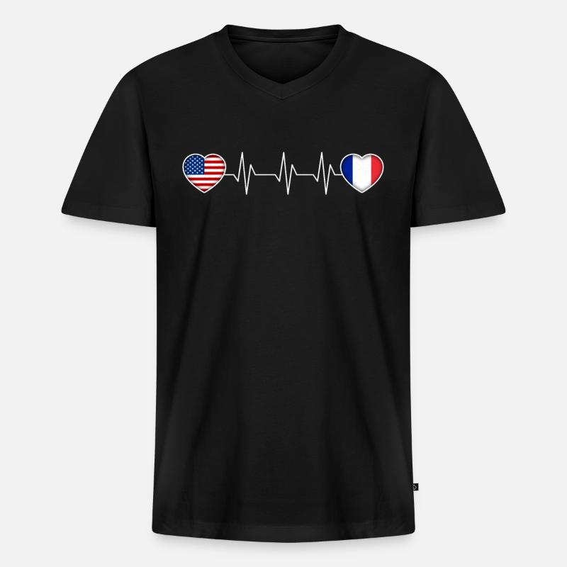 Frankreich - Männer Premium Bio T-Shirt mit V-Ausschnitt - Schwarz