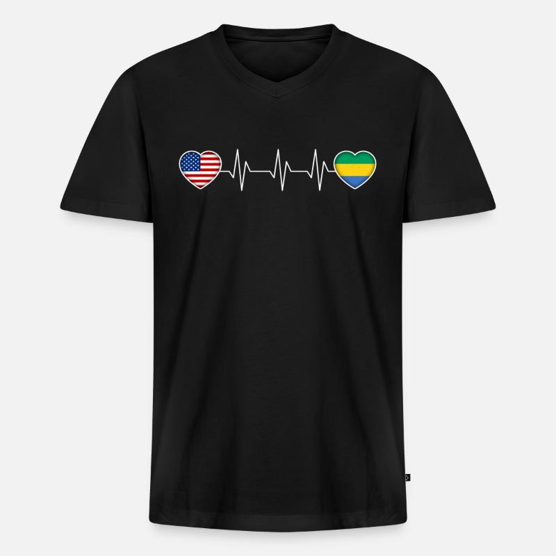 Gabun - Männer Premium Bio T-Shirt mit V-Ausschnitt - Schwarz