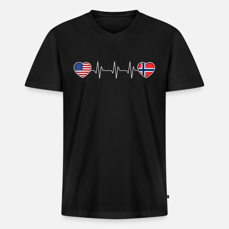 Norwegen - Männer Premium Bio T-Shirt mit V-Ausschnitt - Schwarz