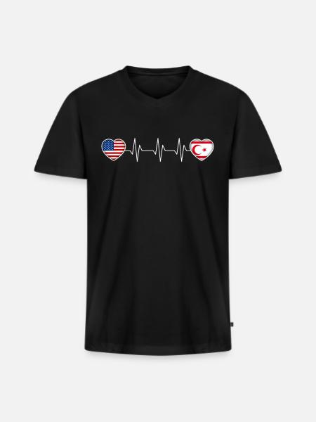 Northern Cyprus - Men's Premium Organic T-shirt with V-neck - black