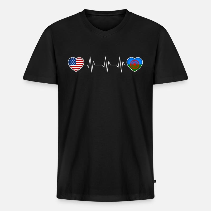 Roma - Männer Premium Bio T-Shirt mit V-Ausschnitt - Schwarz