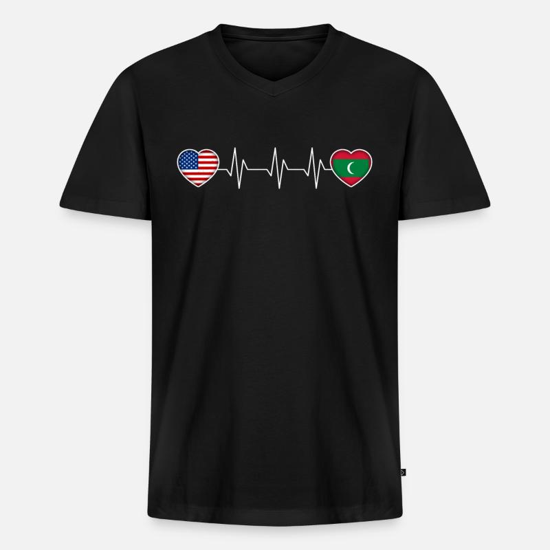 Malediven - Männer Premium Bio T-Shirt mit V-Ausschnitt - Schwarz