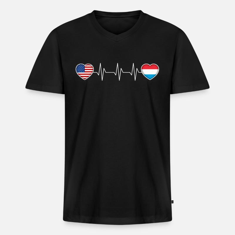 Luxemburg - Männer Premium Bio T-Shirt mit V-Ausschnitt - Schwarz