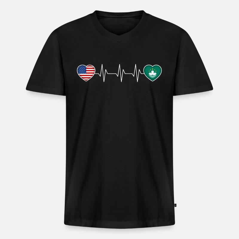 Macau - Männer Premium Bio T-Shirt mit V-Ausschnitt - Schwarz
