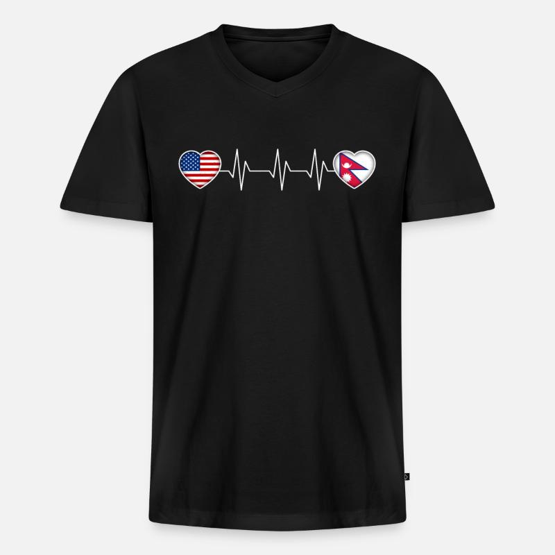 Nepal - Männer Premium Bio T-Shirt mit V-Ausschnitt - Schwarz
