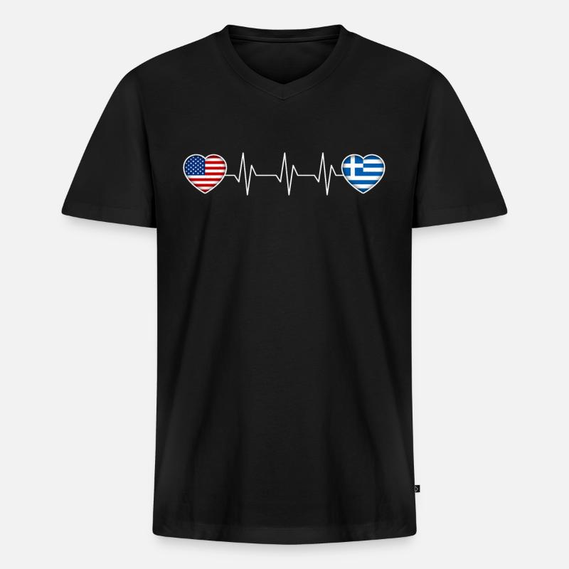 Griechenland - Männer Premium Bio T-Shirt mit V-Ausschnitt - Schwarz
