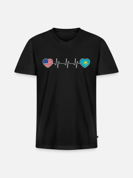 Kasachstan - Männer Premium Bio T-Shirt mit V-Ausschnitt - Schwarz