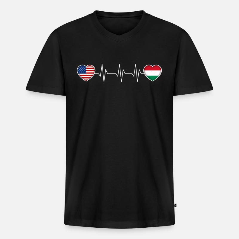 Ungarn - Männer Premium Bio T-Shirt mit V-Ausschnitt - Schwarz