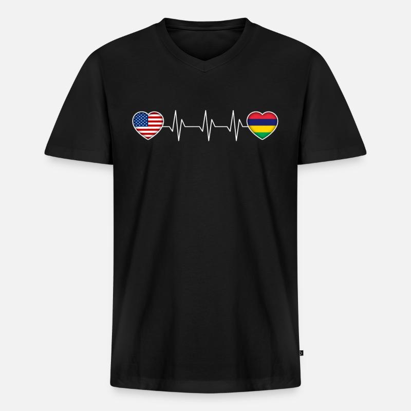 Mauritius - Männer Premium Bio T-Shirt mit V-Ausschnitt - Schwarz
